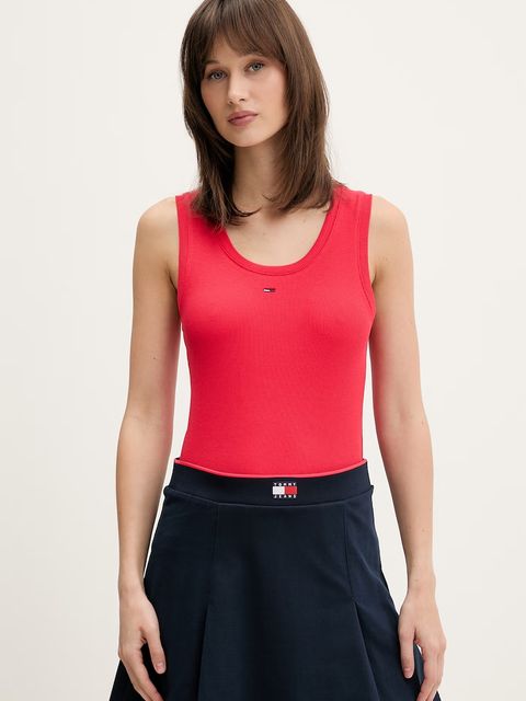 Tommy Jeans top bawełniany z elastanem - zdjęcie produktu nr 2