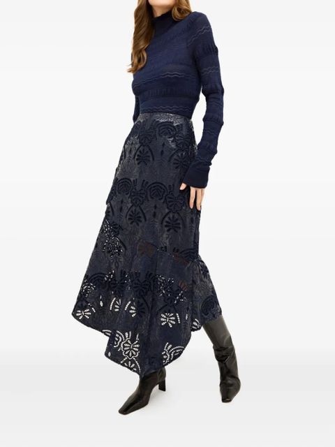 Marie Oliver Casey floral-lace asymmetric skirt - Blue