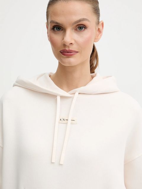 Armani Exchange bluza damska kolor beżowy z kapturem gładka XW000745 AF16134