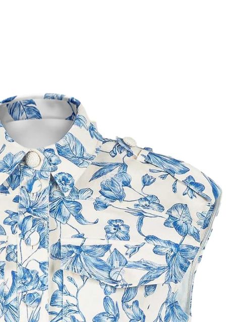 TWINSET floral-print cotton cropped vest - Blue - zdjęcie produktu nr 2