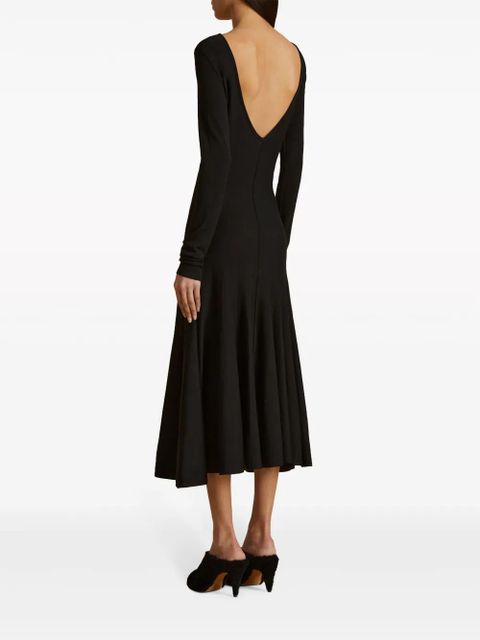KHAITE scoop-back virgin-wool midi dress - Black