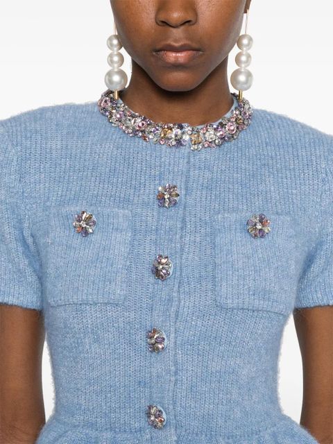 Self-Portrait peplum-waist midi dress - Blue