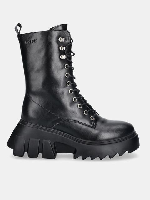 GOE workery skórzane damskie kolor czarny na platformie lekko ocieplone SS2N4131 BLACK - zdjęcie produktu nr 2