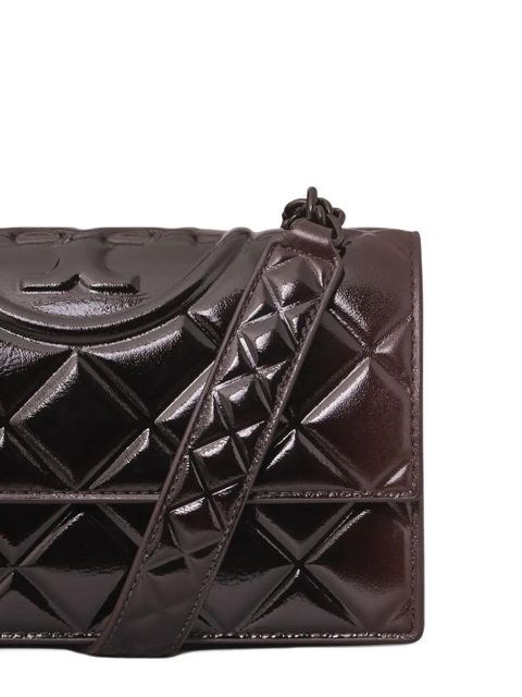 Tory Burch small Fleming quilted patent shoulder bag - Brown