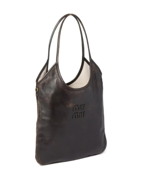 Miu Miu Ivy leather tote bag - Brown