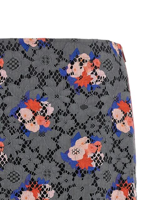 FENDI lace floral-pattern midi skirt - Grey