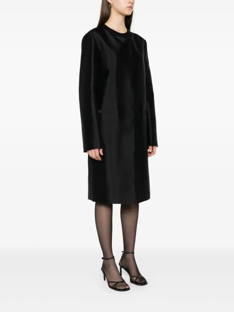 TOTEME collarless silk coat - Black