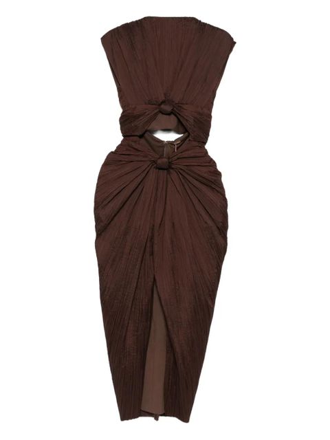 Cult Gaia Inaya plissé knot-detail midi dress - Brown - zdjęcie produktu nr 1