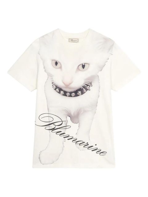 Blumarine Kitten-print jersey T-shirt - White - zdjęcie produktu nr 1