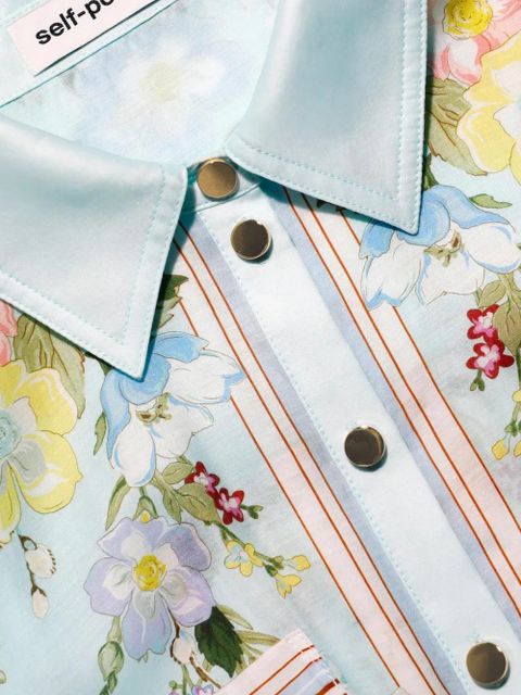 Self-Portrait floral-print belted maxi dress - Blue