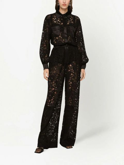 Dolce & Gabbana cordonetto-lace long-sleeve jumpsuit - Black