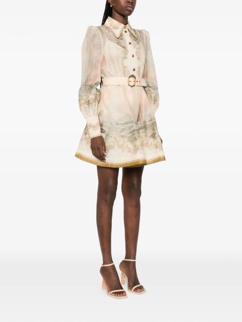 ZIMMERMANN Rebellion Marine long-sleeve dress - Neutrals