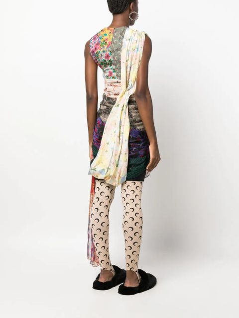 Marine Serre Regenerated Scarves silk minidress - Blue