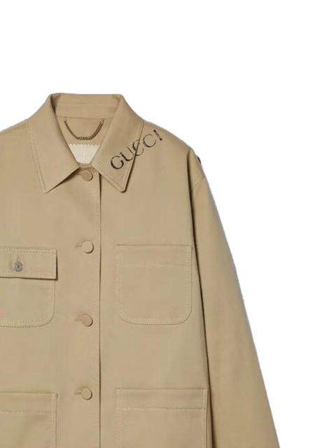 Gucci logo patch-pocket jacket - Neutrals - zdjęcie produktu nr 2