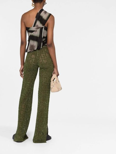 GCDS logo-print high waist trousers - Green