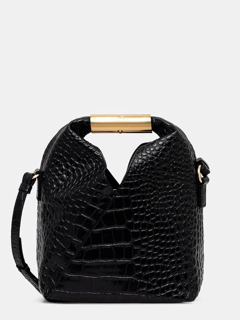 MM6 Maison Margiela torebka skórzana kolor czarny SB6WD0042.P8650.T8013 - zdjęcie produktu nr 1