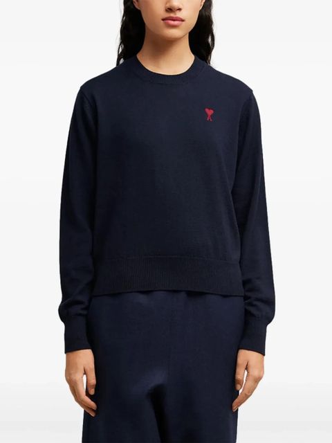 AMI Paris crew-neck merino wool jumper - Blue