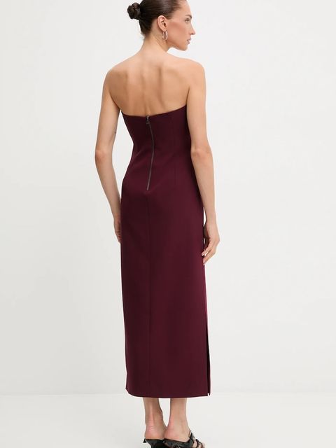 Bardot sukienka kolor bordowy midi dopasowana 57941DB3
