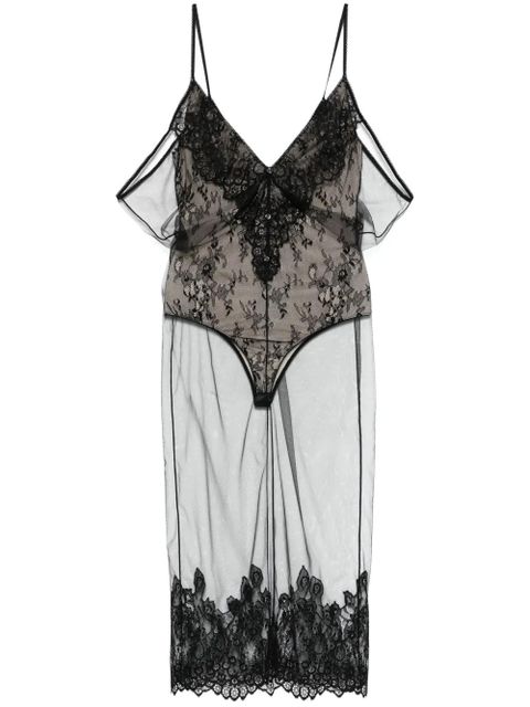 The Attico tulle-overlay midi dress - Black - zdjęcie produktu nr 1