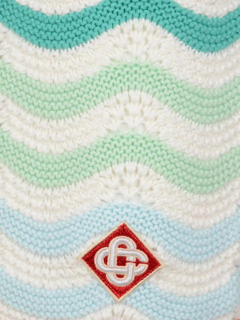 Casablanca ribbed wave-patterned mini skirt - White