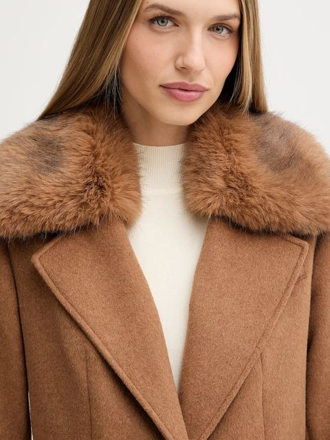 Guess płaszcz z dodatkiem wełny KAROLE kolor brązowy W5BL19 W2642