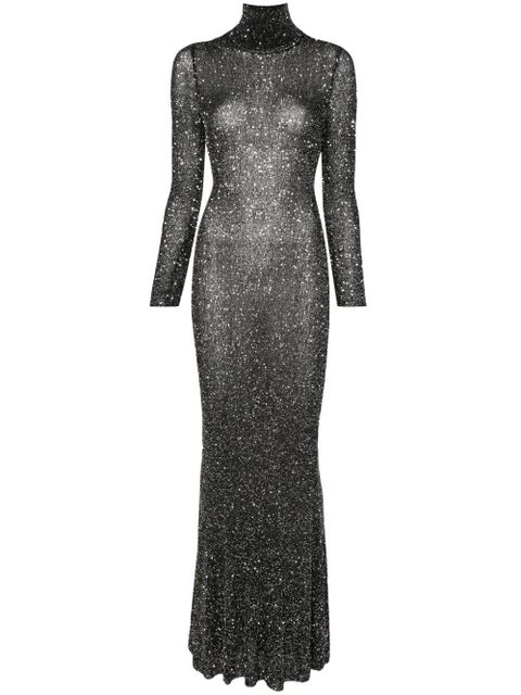 Balenciaga sparkled high-neck maxi dress - Black - zdjęcie produktu nr 1