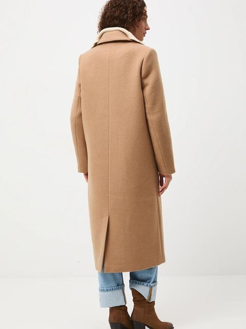 Medicine płaszcz z domieszką wełny damski kolor beżowy