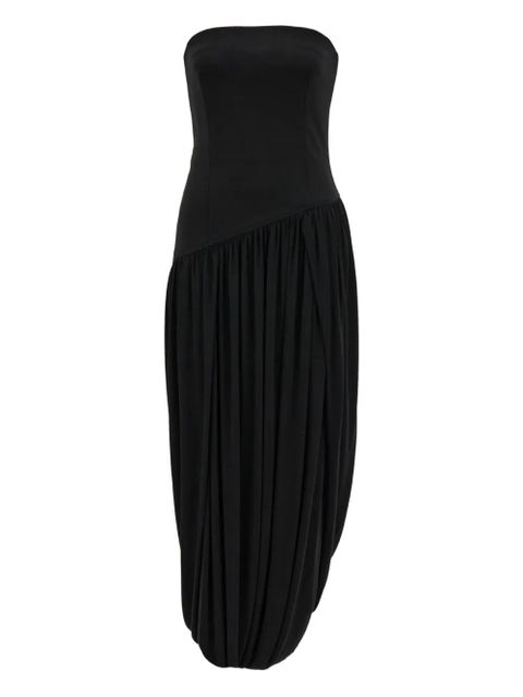 Ferragamo asymmetric ruched bustier midi dress - Black - zdjęcie produktu nr 1
