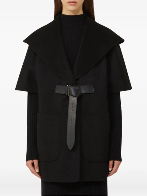 Max Mara hooded belted cape - Black