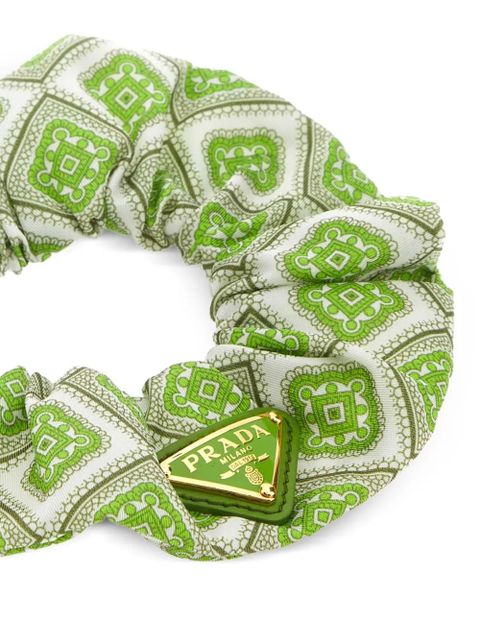 Prada printed twill scrunchie - Green