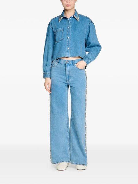 SANDRO embellished-collar denim shirt - Blue - zdjęcie produktu nr 2