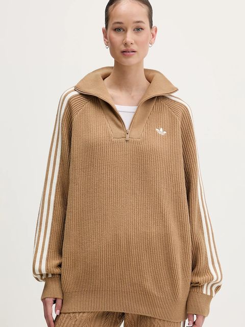 adidas Originals sweter Funnel damski kolor zielony z półgolfem KS7787 - zdjęcie produktu nr 1