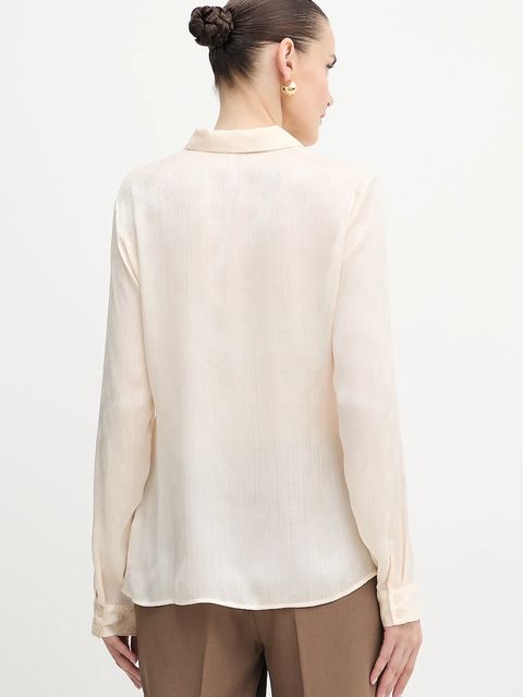 Guess koszula MARTHE damska kolor beżowy regular z kołnierzykiem klasycznym W5YH1A WHCR2