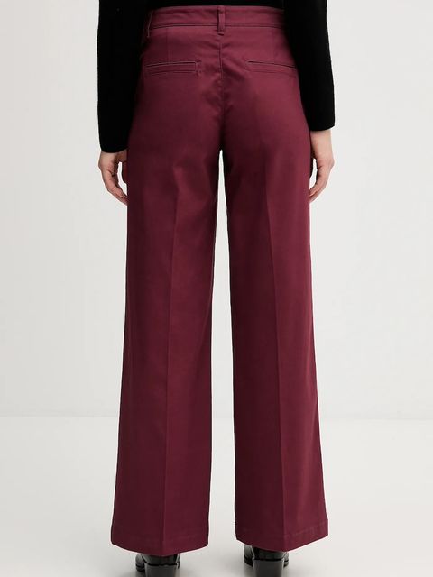 Sisley spodnie damskie kolor bordowy szerokie high waist 4AI6LE03G - zdjęcie produktu nr 2