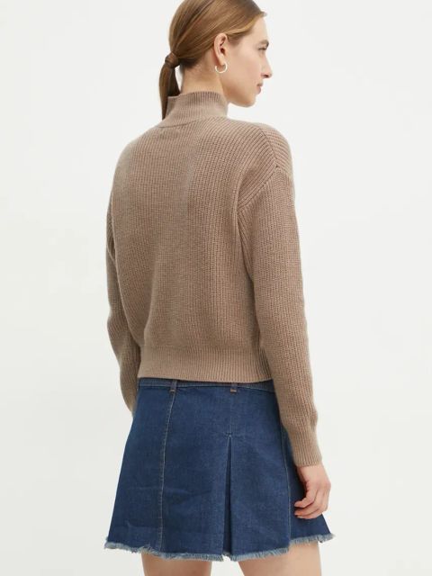 Guess sweter z domieszką wełny ZYLEE damski kolor brązowy lekki z półgolfem W4BR39 Z2WX0