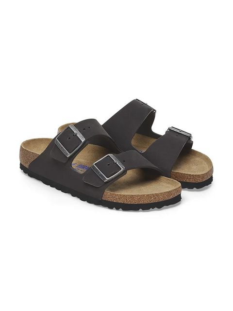 Birkenstock klapki nubukowe Arizona SFB kolor czarny 1019035