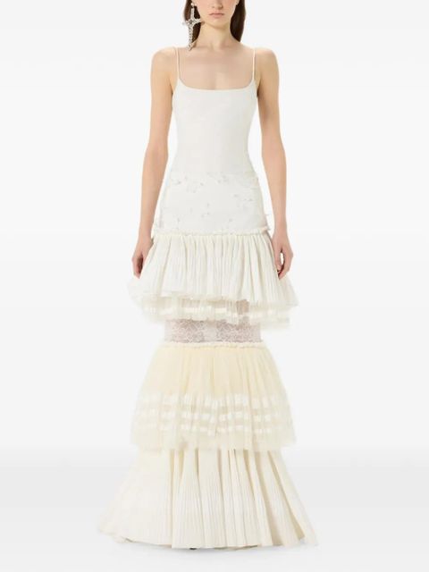 Blumarine butterfly-appliqué pleated maxi dress - White - zdjęcie produktu nr 2