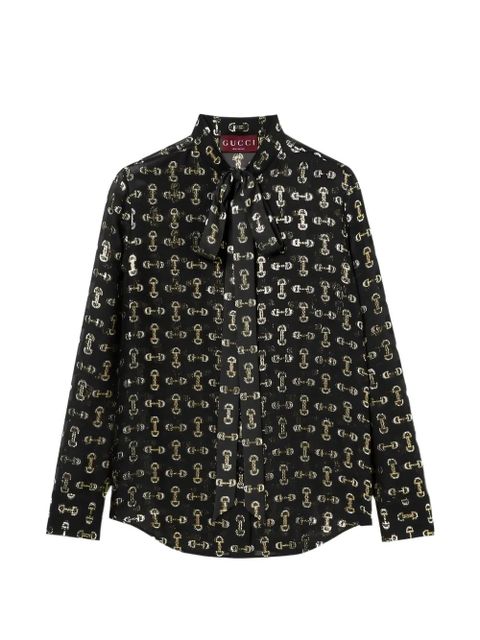 Gucci Horsebit bow-neck blouse - Black - zdjęcie produktu nr 1
