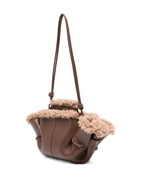 Hereu leather shearling tote bag - Brown
