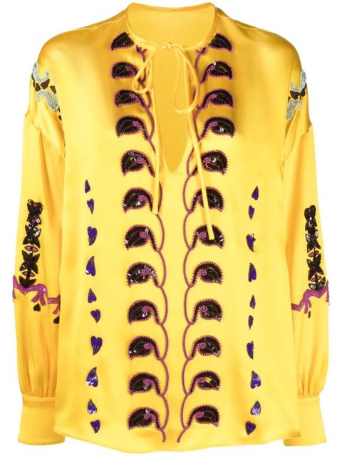Valentino Garavani embellished silk blouse - Yellow - zdjęcie produktu nr 1