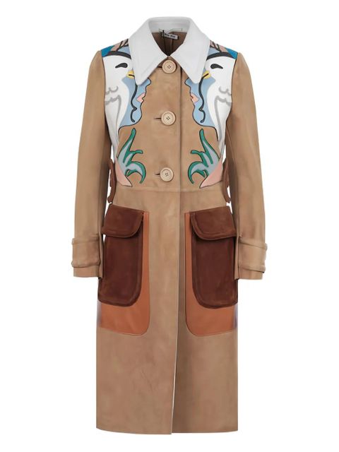 Miu Miu suede belted single-breasted coat - Brown - zdjęcie produktu nr 1