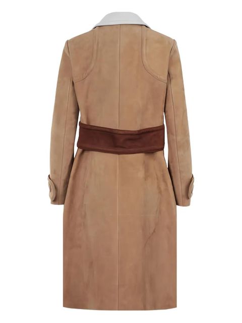 Miu Miu suede belted single-breasted coat - Brown - zdjęcie produktu nr 2