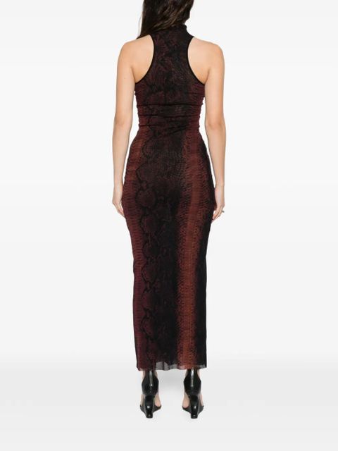 Jean Paul Gaultier python-print maxi dress - Brown