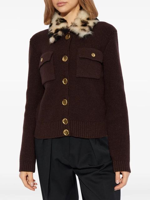 Givenchy fur-collar cardigan - Brown