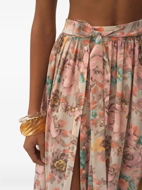 Chloé floral-print ruffled beach skirt - Neutrals