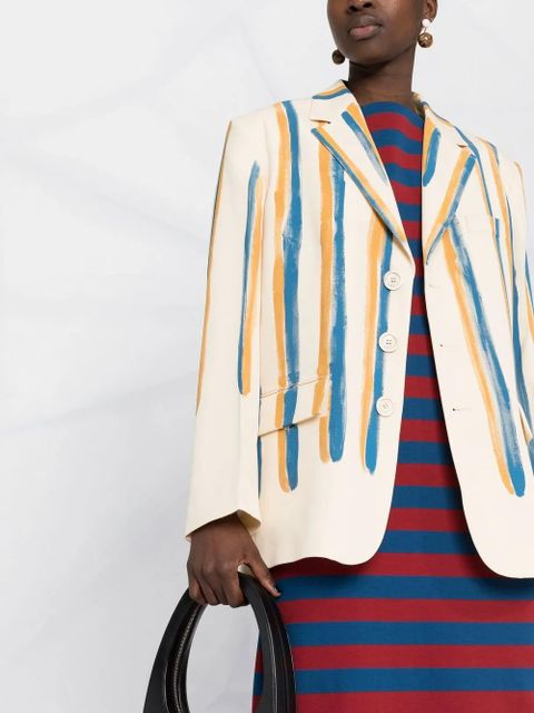 Marni striped single-breasted blazer - Neutrals