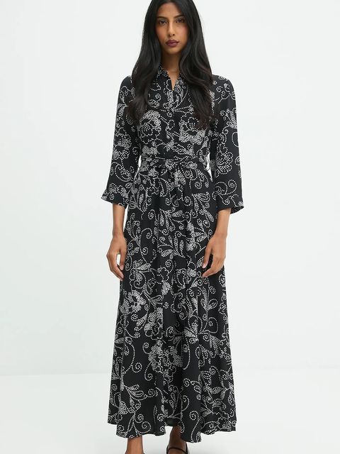 Answear.LAB sukienka kolor czarny maxi rozkloszowana