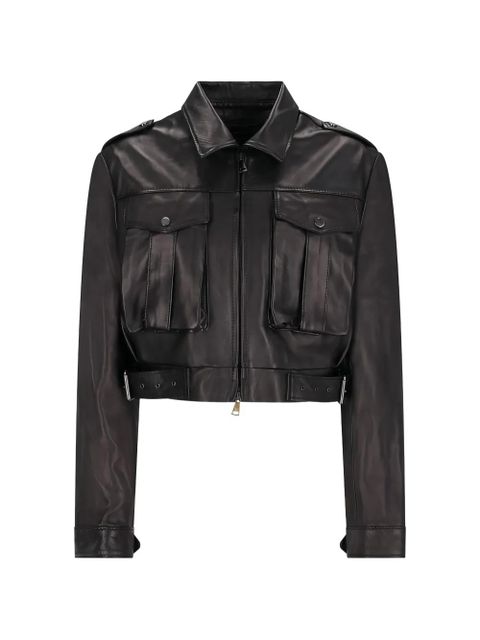 Alessandra Rich zip-up leather jacket - Black - zdjęcie produktu nr 1