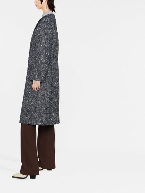 ETRO Pegaso-button tweed coat - Blue