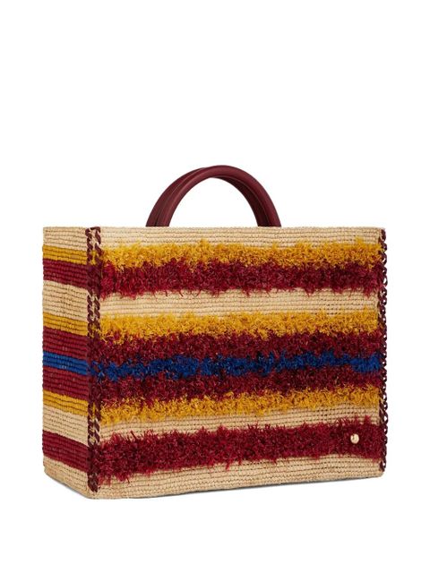Rabanne striped woven tote bag - Red